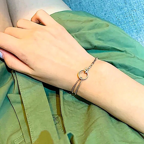 Rose Gold Plated Minimalist Bracelet, Irregular, Geometric, Dainty - Picture 3 of 7